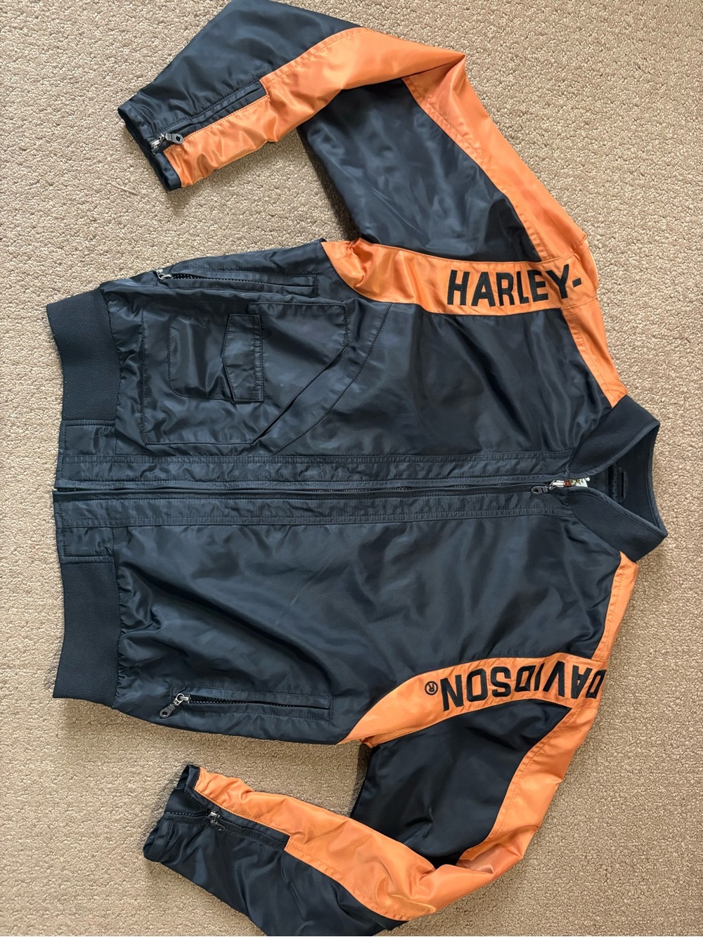 Harley-Davidson Black and Orange Nylon Jacket